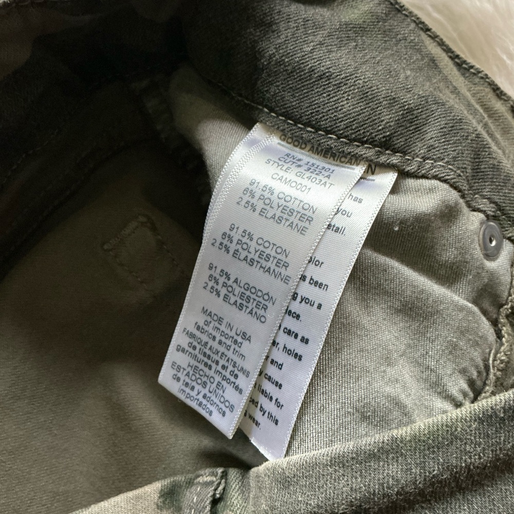 Good American Good Waist High Rise Skinny Jeans Green Camo - Picture 3 of 4